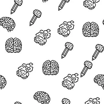 Brain human mind head idea vector seamless pattern Stock Illustration