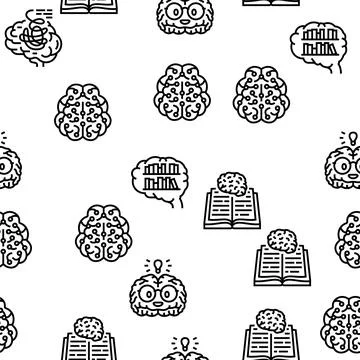 Brain human mind head idea vector seamless pattern Stock Illustration