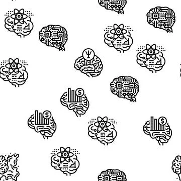 Brain human mind head idea vector seamless pattern Stock Illustration