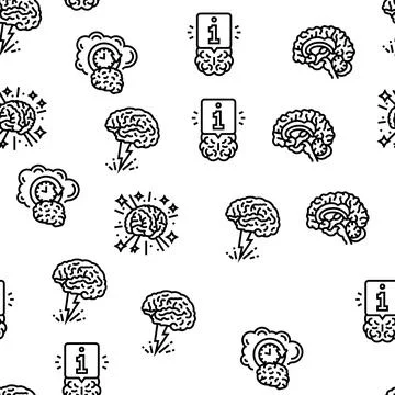Brain human mind head idea vector seamless pattern Illustrazione stock