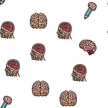 Brain human mind head idea vector seamless pattern Stock Illustration