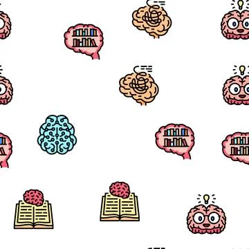 Brain human mind head idea vector seamless pattern 库存插图
