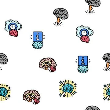 Brain human mind head idea vector seamless pattern Stock Illustration