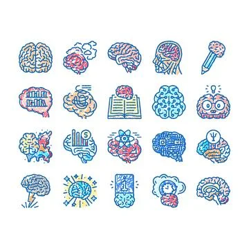 Brain human mind head idea icons hand drawn イラスト素材