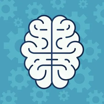 Brain human organ with gears pattern line style icon Stock Illustration