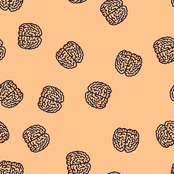 Brain human vector seamless pattern Stock Illustration