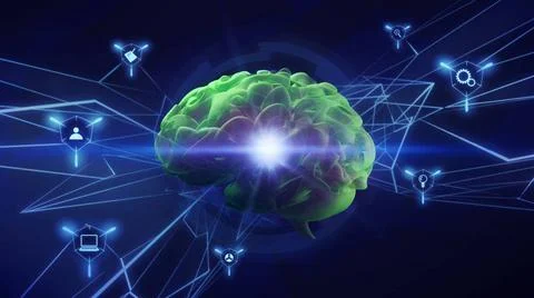  Brain, A.I. 3D rendering concept. A futuristic technology and science com... Stock Photos
