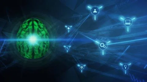  Brain, A.I. 3D rendering graphics, concept. A futuristic technology and s... Stock Photos
