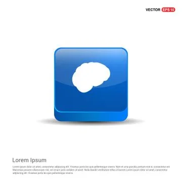 Brain icon - 3d Blue Button Stock Illustration