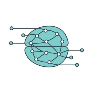 Brain icon with ai neural network inside Stock-Illustration