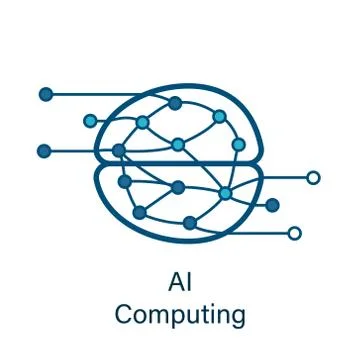 Brain icon with ai neural network inside Stock-Illustration