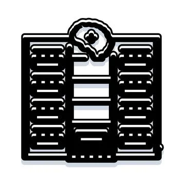 Brain icon analyzing medical x ray film records Stock Illustration