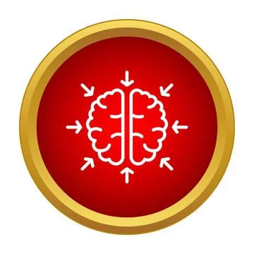 Brain icon with arrows indicating focus and input Stock Illustration