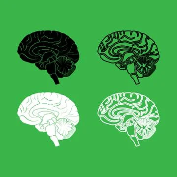 Brain icon  Black and white color set Stock Illustration