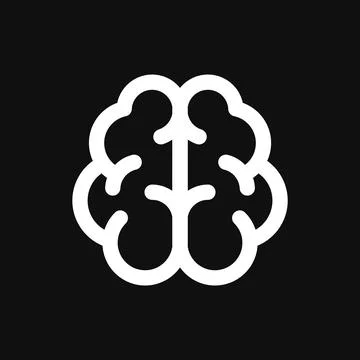Brain Icon on Black Background. Line Style Vector 库存插图