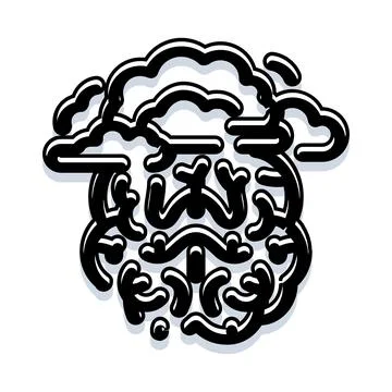 Brain icon with clouds illustrating thinking and creativity Stock Illustration