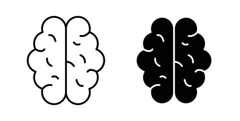 Brain icon collection in black, Line icons, flat symbols Stock Illustration