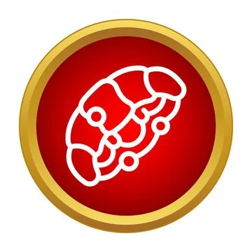Brain icon connecting lines on a red button Stock Illustration