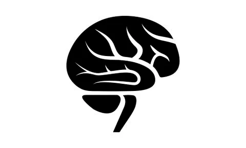 Brain icon flat design, black isolated, silhouette on white background Stock Illustration