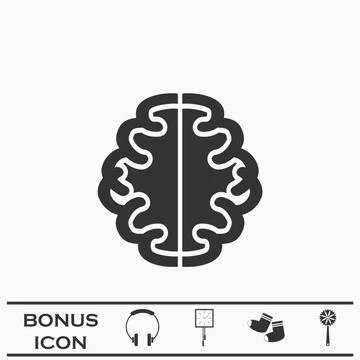 Brain icon flat Illustrazione stock