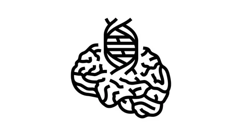 Brain icon with genetic marker line icon animation Stock Footage 326125512