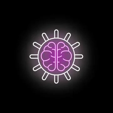 Brain icon glowing neon artificial intelligence concept Stock Illustration