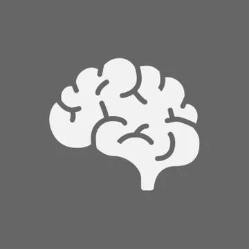 Brain icon on a gray background. Vector illustration Illustrazione stock