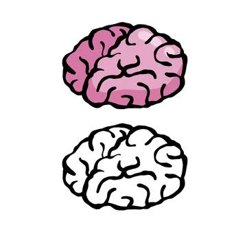 Brain icon in hand drawn doodle style. Reflection and thoughts. Stock Illustration