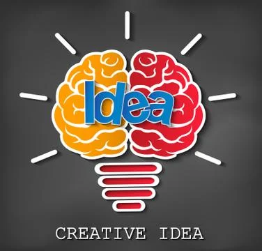 Brain icon head with multiple light bulb sparking Many color idea in business Stock Illustration