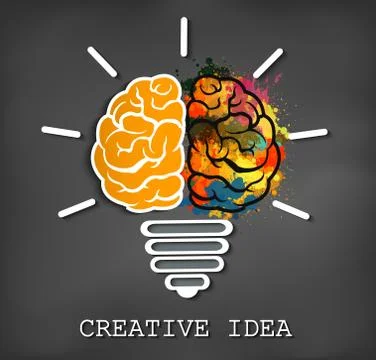 Brain icon head with multiple light bulb sparking Many color idea in business Stock Illustration