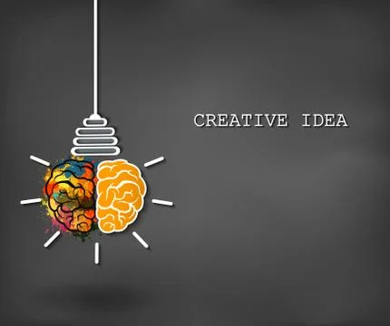 Brain icon head with multiple light bulb sparking Many color idea in business Stock Illustration
