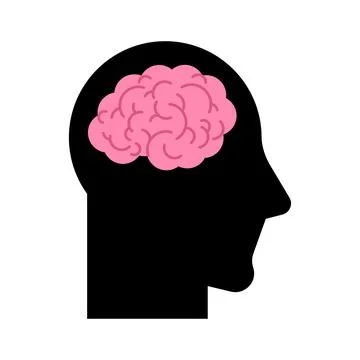 Brain icon in head. Sign of a thinking person. smart guy symbol. wiseacre ico Stock Illustration