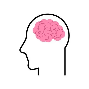 Brain icon in head. Sign of a thinking person. smart guy symbol. wiseacre ico Stock Illustration