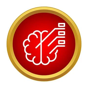 Brain icon illustrating artificial intelligence deep learning analytics 库存插图