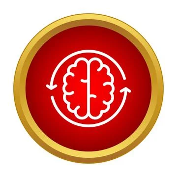 Brain icon illustrating cyclic thinking and learning process Stock Illustration