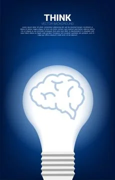 Brain icon inside light bulb . Business Concept of creative idea and solution Stock Illustration