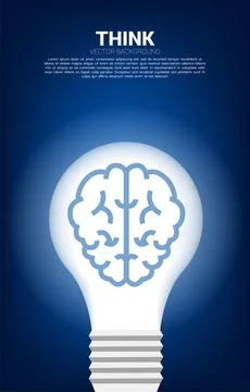 Brain icon inside light bulb . Business Concept of creative idea and solution Stock Illustration
