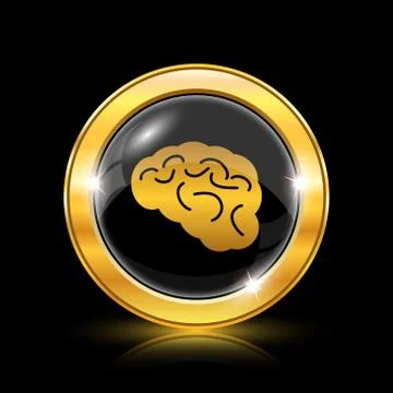 Brain icon. Internet button on black background. EPS10 vector. Illustrazione stock