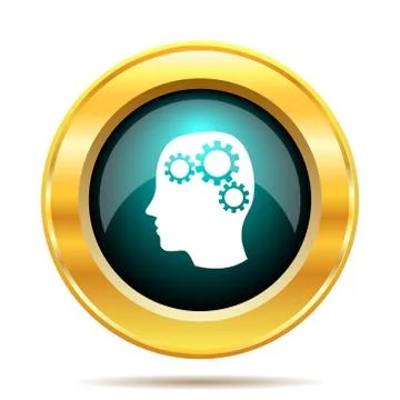 Brain icon. Internet button on white background.. Stock Illustration