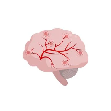 Brain icon isolated on white background, medical illustration in flat design Stock Illustration