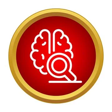 Brain icon with magnifying glass representing research 스톡 일러스트