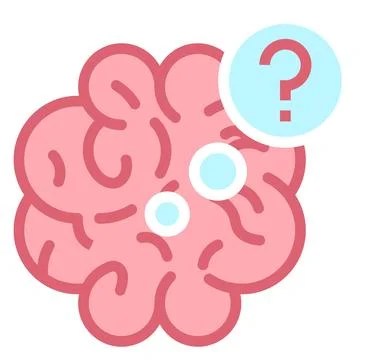 Brain icon with question mark. Problem solving mind Stock Illustration