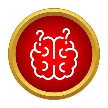 Brain icon with question marks representing confusion and doubt Stock Illustration