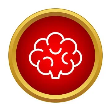 Brain icon on red button symbolizing intelligence イラスト素材