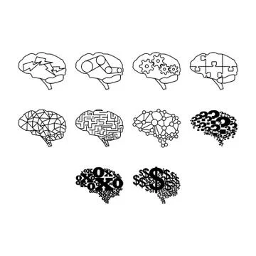 Brain icon set Stock Illustration