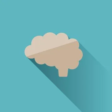 Brain icon with shade on blue background Stock Illustration
