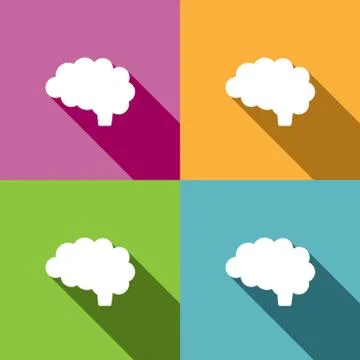 Brain icon with shade on different colors Stock Illustration