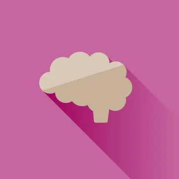 Brain icon with shade on pink background Stock Illustration