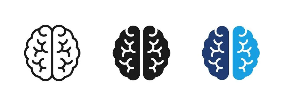 Brain icon showing human mind and intelligence. Concept of thinking, psycho.. Stock Illustration