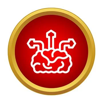 Brain icon showing path decision making process Illustration